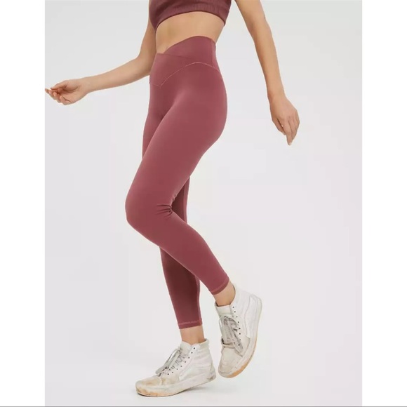 Offline by Aerie Crossover Real Me High Rise 7/8 Leggings Rose Pink Medium - Picture 2 of 12